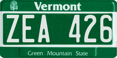 VT license plate ZEA426