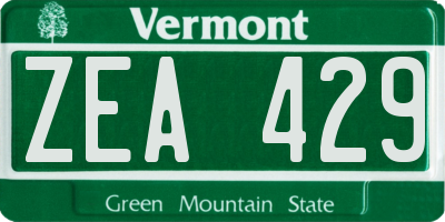 VT license plate ZEA429