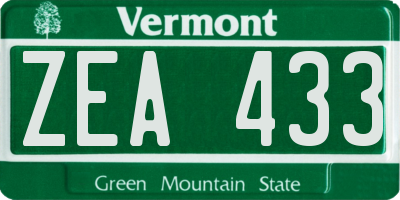 VT license plate ZEA433