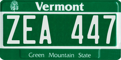 VT license plate ZEA447