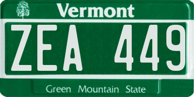 VT license plate ZEA449
