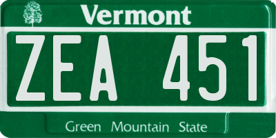 VT license plate ZEA451