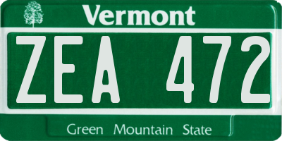 VT license plate ZEA472