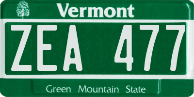 VT license plate ZEA477