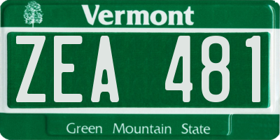 VT license plate ZEA481