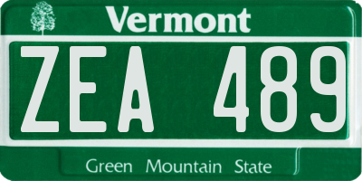 VT license plate ZEA489