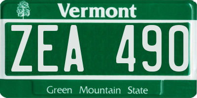 VT license plate ZEA490