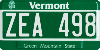VT license plate ZEA498