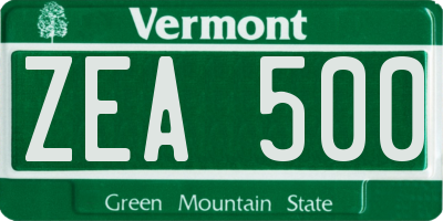 VT license plate ZEA500