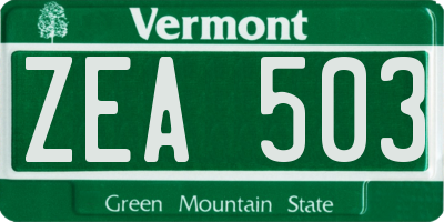 VT license plate ZEA503