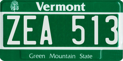 VT license plate ZEA513