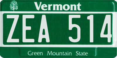 VT license plate ZEA514
