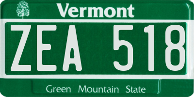 VT license plate ZEA518