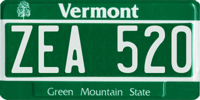 VT license plate ZEA520
