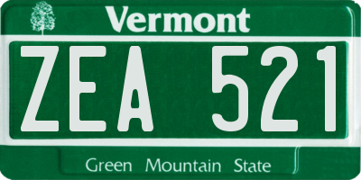 VT license plate ZEA521