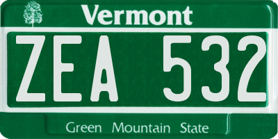 VT license plate ZEA532