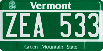 VT license plate ZEA533