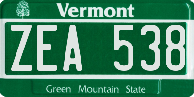 VT license plate ZEA538