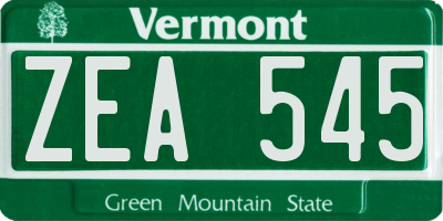VT license plate ZEA545