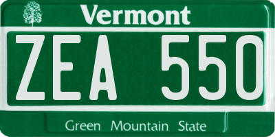 VT license plate ZEA550