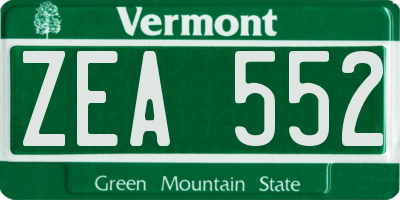 VT license plate ZEA552