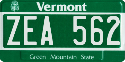 VT license plate ZEA562