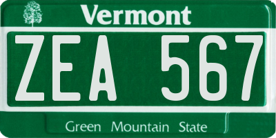 VT license plate ZEA567