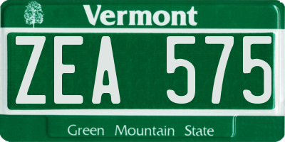 VT license plate ZEA575