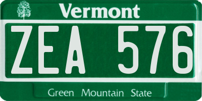 VT license plate ZEA576