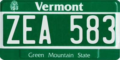 VT license plate ZEA583