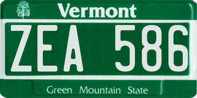VT license plate ZEA586