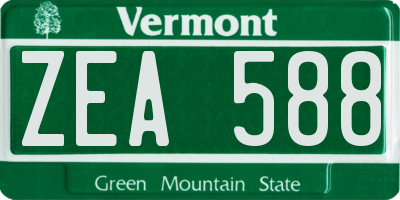 VT license plate ZEA588