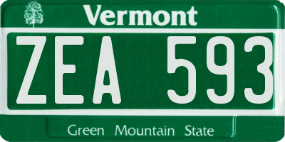 VT license plate ZEA593