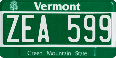 VT license plate ZEA599