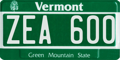 VT license plate ZEA600