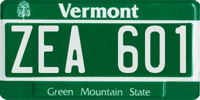 VT license plate ZEA601