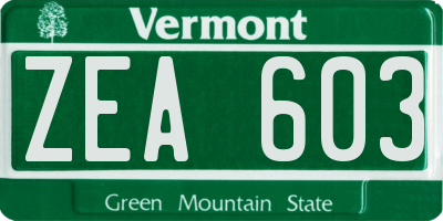 VT license plate ZEA603