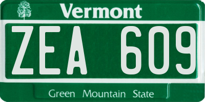 VT license plate ZEA609