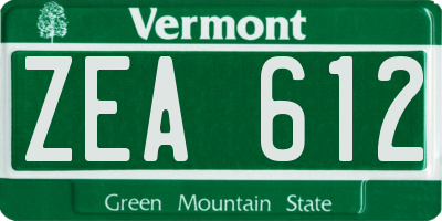 VT license plate ZEA612