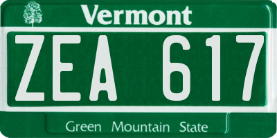 VT license plate ZEA617