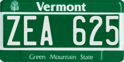 VT license plate ZEA625