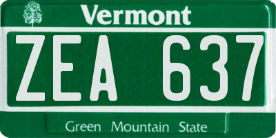 VT license plate ZEA637
