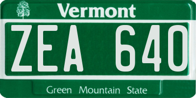 VT license plate ZEA640