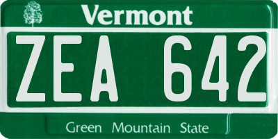 VT license plate ZEA642