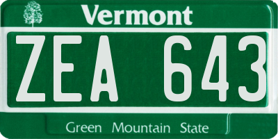 VT license plate ZEA643
