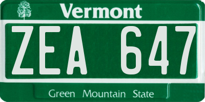 VT license plate ZEA647