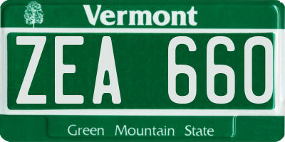 VT license plate ZEA660