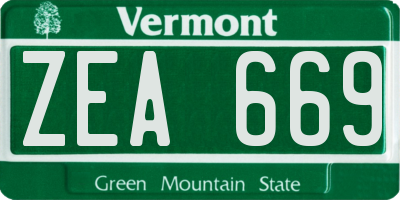 VT license plate ZEA669