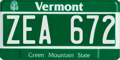 VT license plate ZEA672