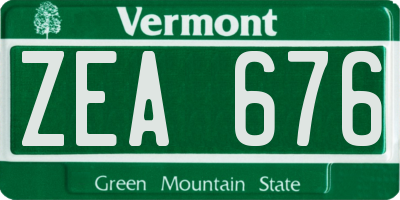 VT license plate ZEA676